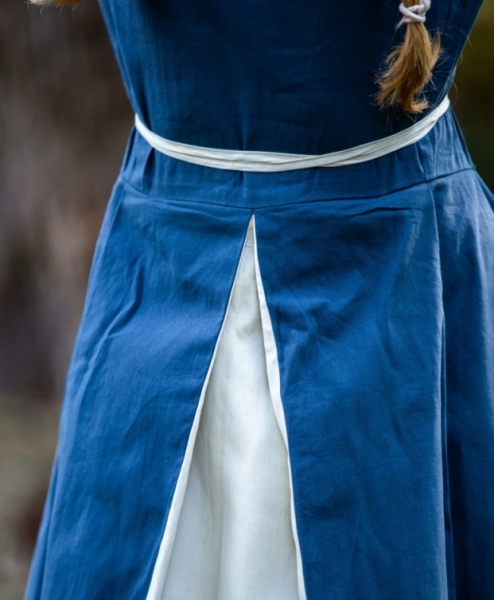 Mittelalterkleid "Larina" Taubenblau/Natur