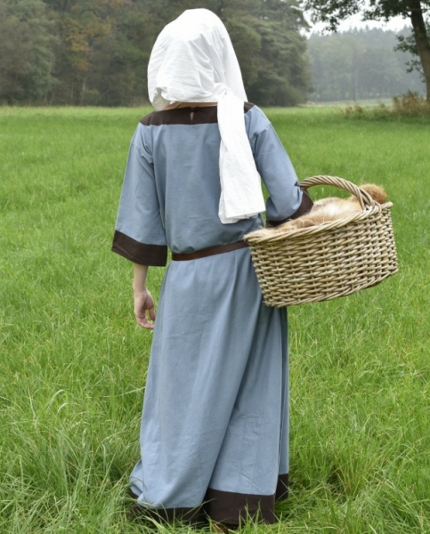 Mittelalterkleid - blaugrau/braun