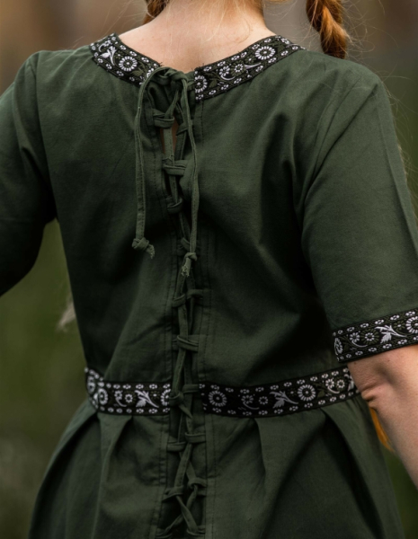 Edles Kurzarmkleid mit Bordüre "Ennlin" - grün