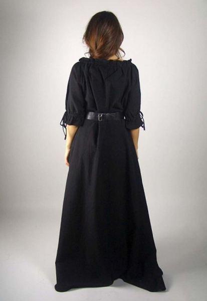 Bodenlanges Kurzarmkleid "Melisande" - schwarz