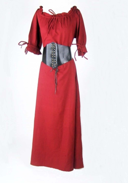 Bodenlanges Kurzarmkleid "Melisande" - rot