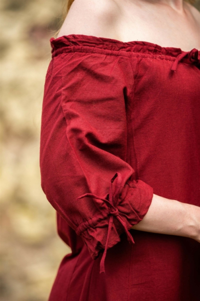 Bodenlanges Kurzarmkleid "Melisande" - rot