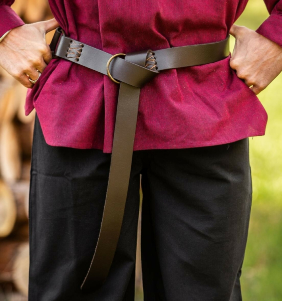 Ringgürtel "Conrad" mit Lederriemen  - braun