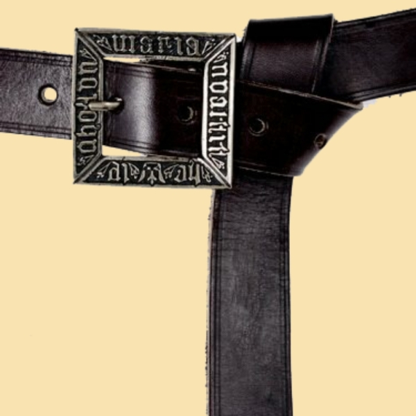 Mittelalter-Gürtel "Erik" - 3 cm + Ende  -  schwarz/silber