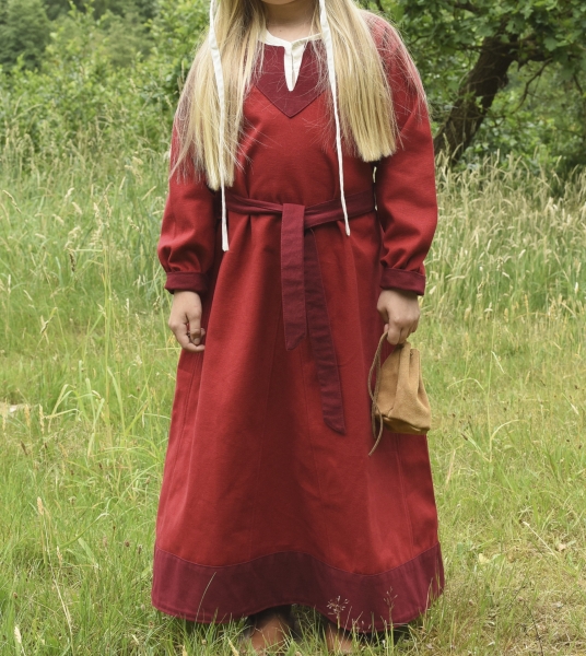Kinder-Wikingerkleid Solveig - rot/weinrot