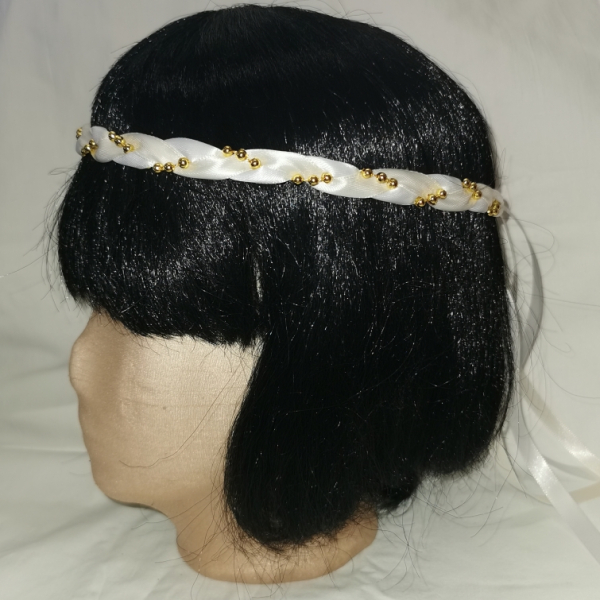 Jungfernband zweifarbig weiß-elfenbein –Gold