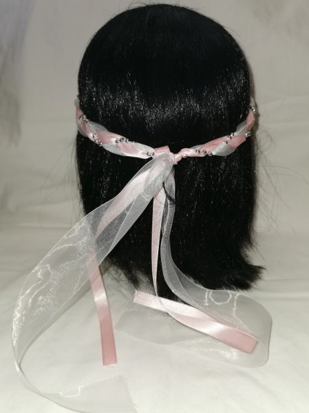 Jungfernband – organza/rosa – silber