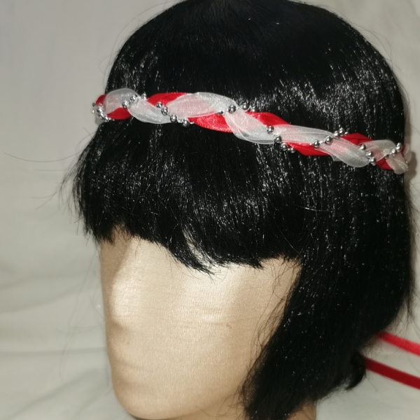 Jungfernband – organza/rot – silber