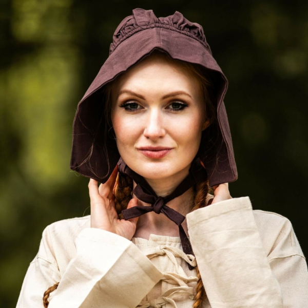 Mittelalter-Bundhaube "Claire" - dunkelbraun