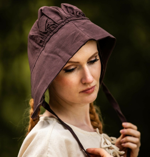 Mittelalter-Bundhaube "Claire" - dunkelbraun
