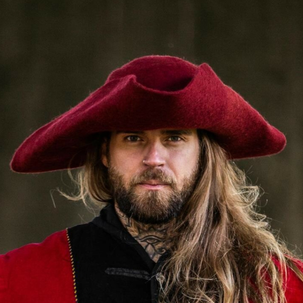 Wollfilzhut Dreispitz "Hugo"  - rot