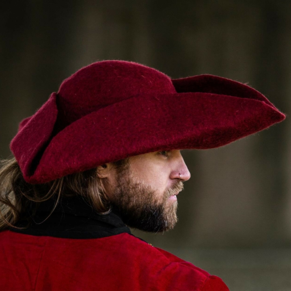 Wollfilzhut Dreispitz "Hugo"  - rot