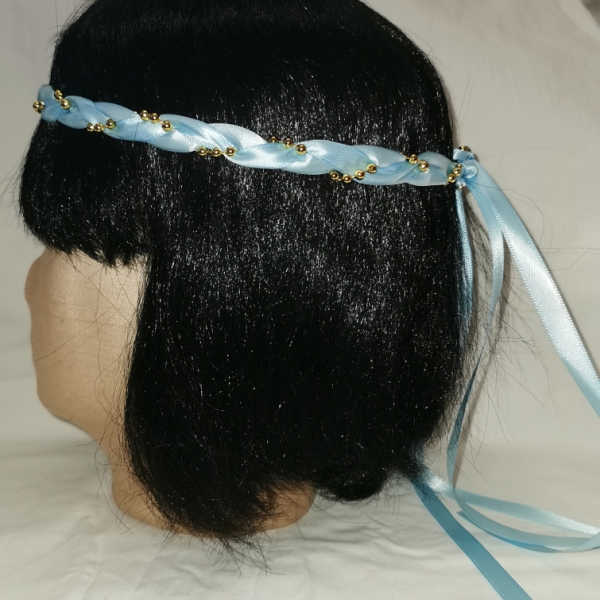 Jungfernband einfarbig – hellblau/gold