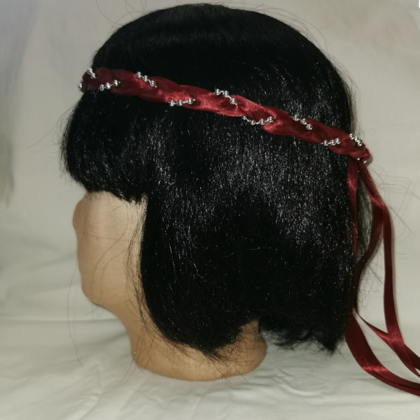 Jungfernband einfarbig – weinrot/silber