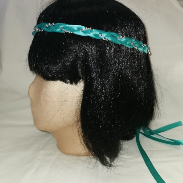 Jungfernband einfarbig – türkis/silber