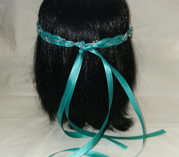 Jungfernband einfarbig – türkis/silber