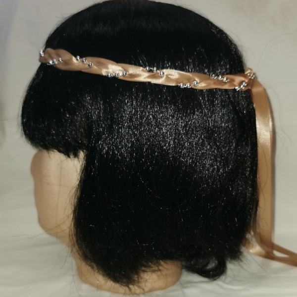 Jungfernband einfarbig – mokka/silber