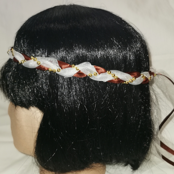 Jungfernband  – organza/braun – gold