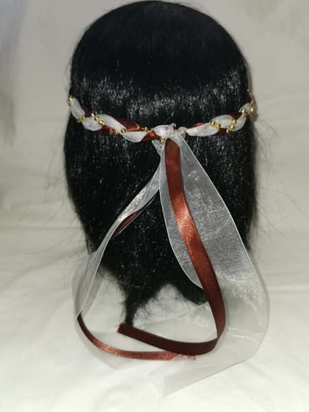 Jungfernband  – organza/braun – gold