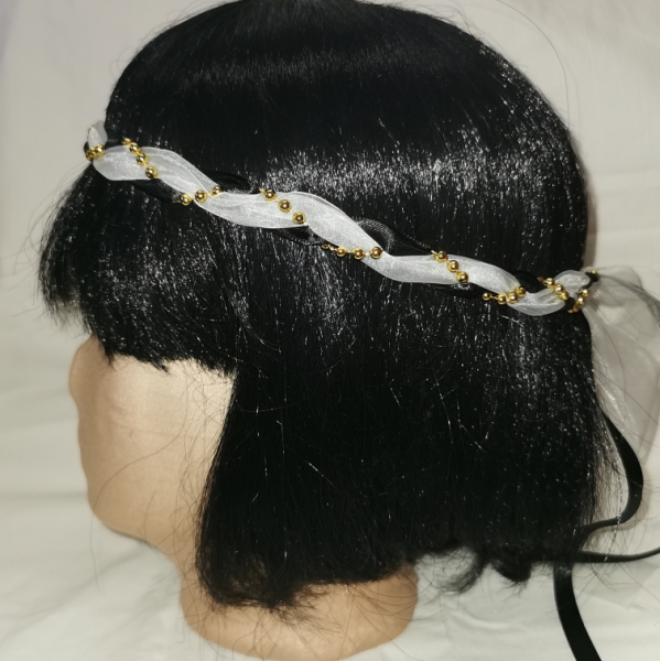 Jungfernband  – organza/schwarz – gold