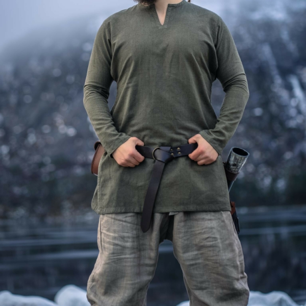 Wikinger Leinentunika "Ragnar" - olivgrün