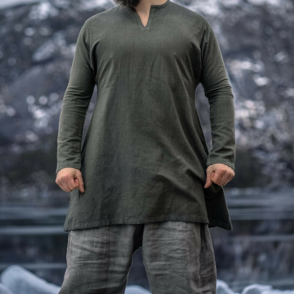 Wikinger Leinentunika "Ragnar" - olivgrün