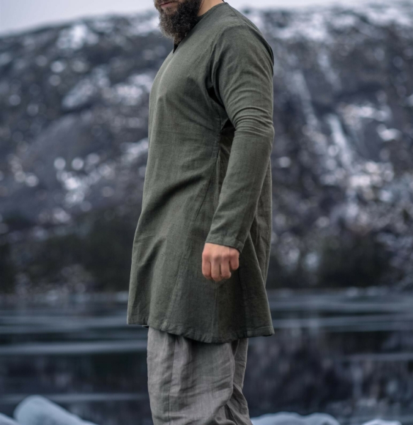 Wikinger Leinentunika "Ragnar" - olivgrün