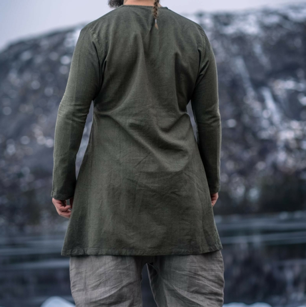 Wikinger Leinentunika "Ragnar" - olivgrün