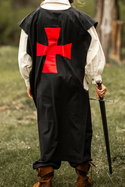 Waffenrock der Tempelritter  - schwarz/rot