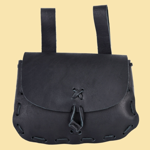 Mittelalter-Ledertasche  - schwarz