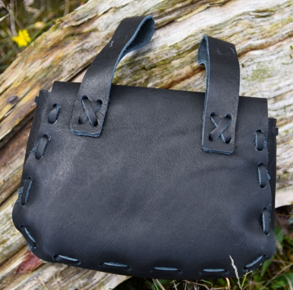 Mittelalter-Ledertasche  - schwarz