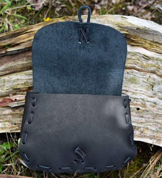 Mittelalter-Ledertasche  - schwarz