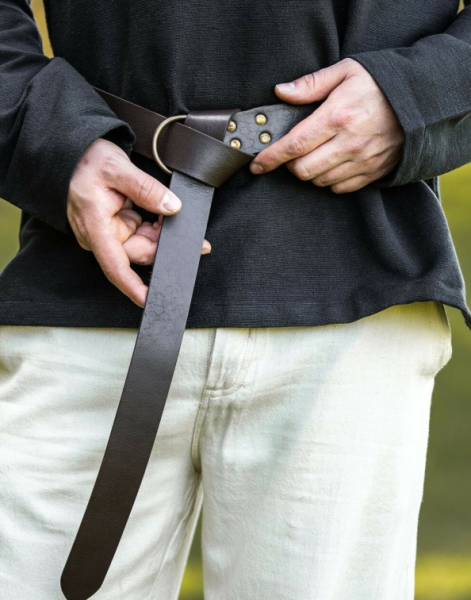 Ringgürtel aus robustem Leder "Arion"  - dunkelbraun