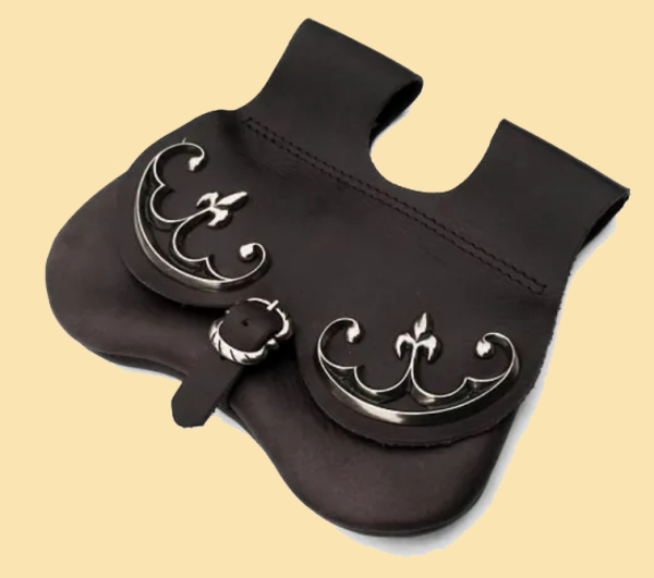 Mittelalterliche Nierentasche mit Beschlägen - schwarz
