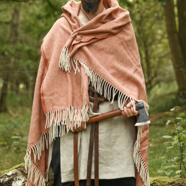 Fischgrät Rechteckmantel aus Wolle - Wolldecke - Wollschal" – braun