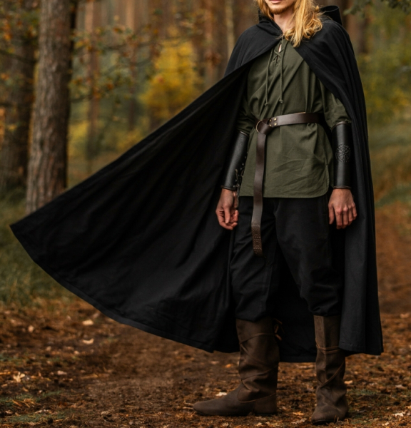 Mittelalter Umhang Johannes -  schwarz