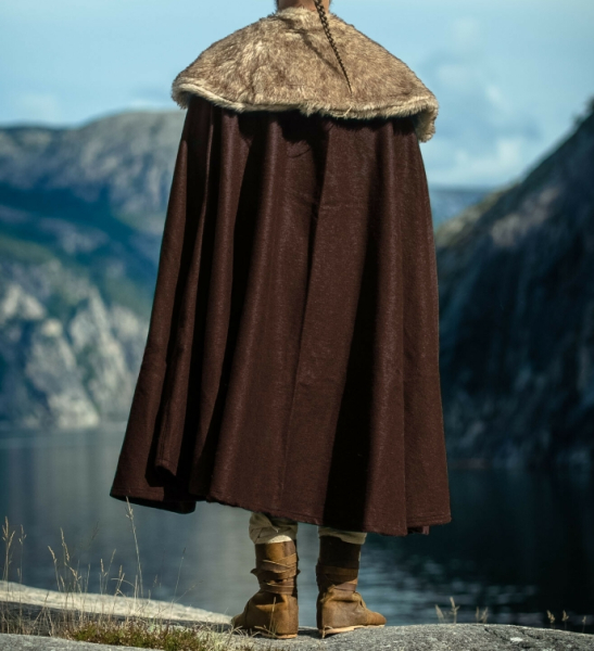 Wikinger Umhang "Janne" mit Kunstfell -  braun