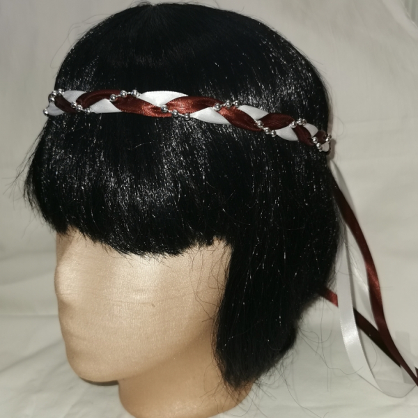 Jungfernband zweifarbig weiß-braun - Silber