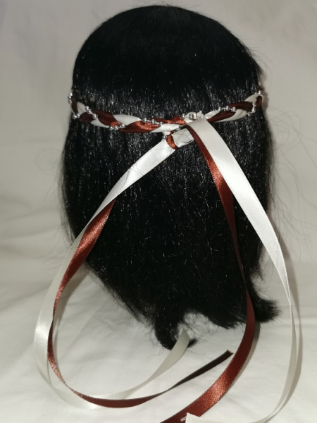 Jungfernband  zweifarbig elfenbein-braun - Silber