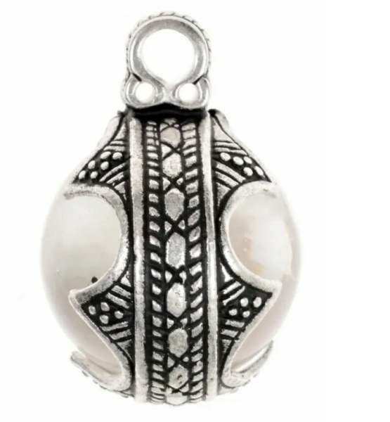 Bergkristall-Perle der Wikinger - M - versilbert