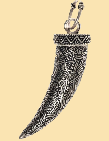 Amulett "Zahn des Fenrir" aus Bronze - versilbert