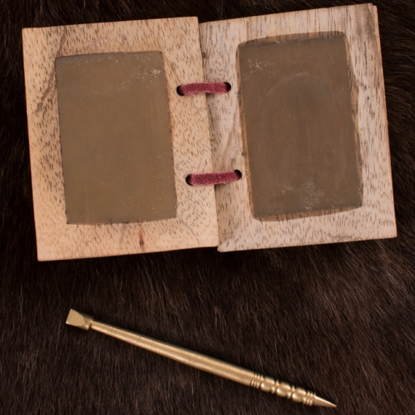 Holz-Wachsbuch mit Messing Stylus und Lederbeutel