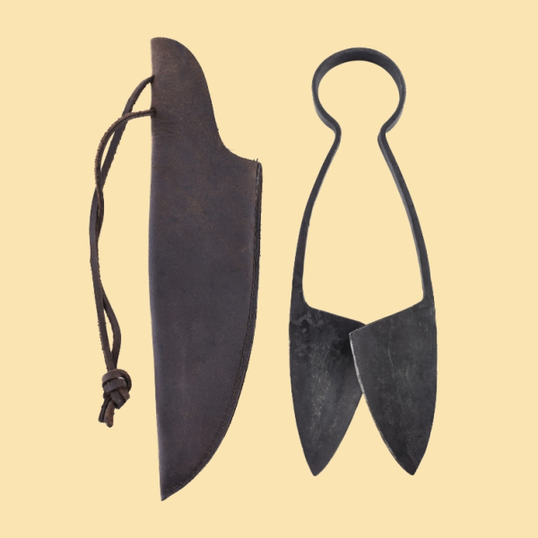 Bügelschere mit Ledertasche -  mittelgroß