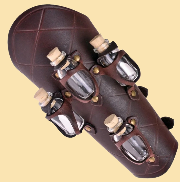 Armschützer mit vier Trankflaschen - braun