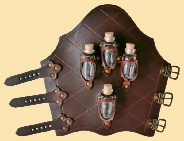 Armschützer mit vier Trankflaschen - braun