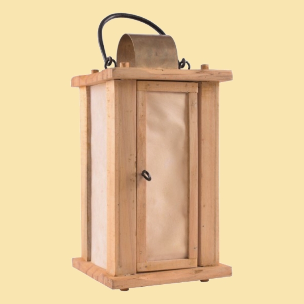 Holzlaterne mit Rohhaut-Fenstern