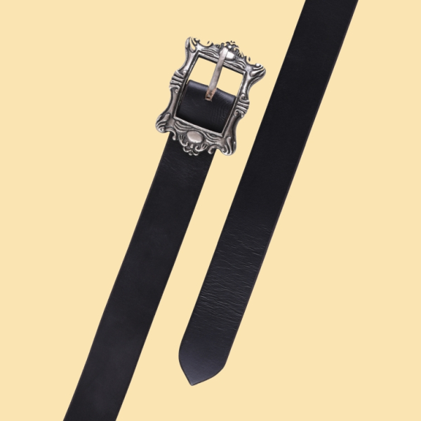 Piratengürtel mit Messingschnalle - schwarz