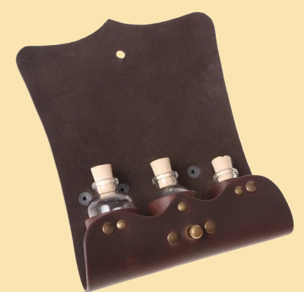 Tranktasche mit Knopf-Verschluss -  braun 3 Flaschen