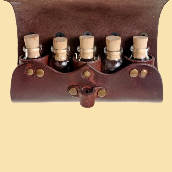 Tranktasche - Drachen-Verschluss - braun - 5 Flaschen