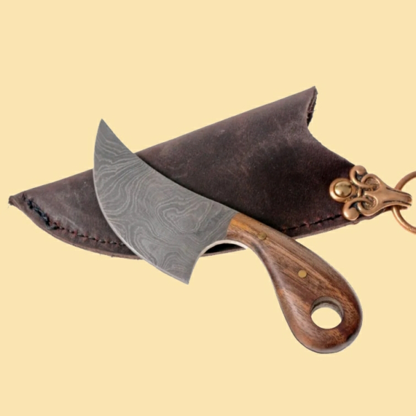 Damast Miniatur-Messer - mit Holzgriff